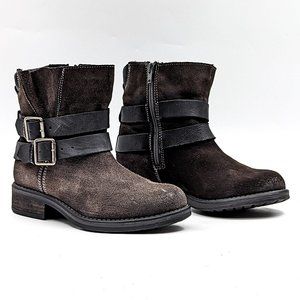 Steve Madden Women Double Buckle Festival Brown Leather Lug Combat Boots sz 6.5